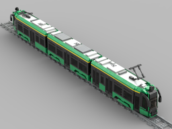 Moderus Gamma LF 04 AC BD MPK Poznań – model tramwaju z klocków kompatybilnych (88 cm, napęd)