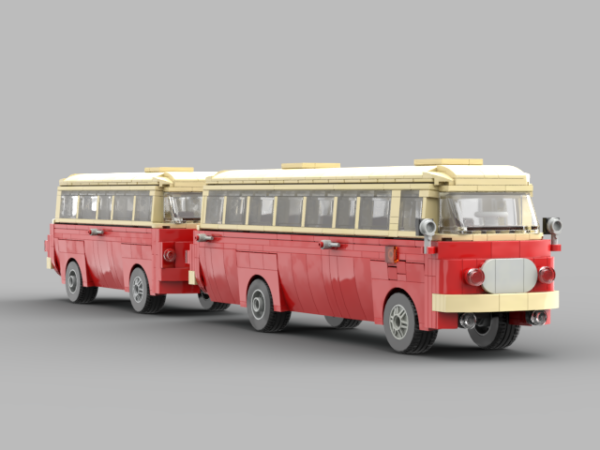 Jelcz 043 + Jelcz P01 „Ogórek z korniszonem” – MPK Poznań (model z klocków)