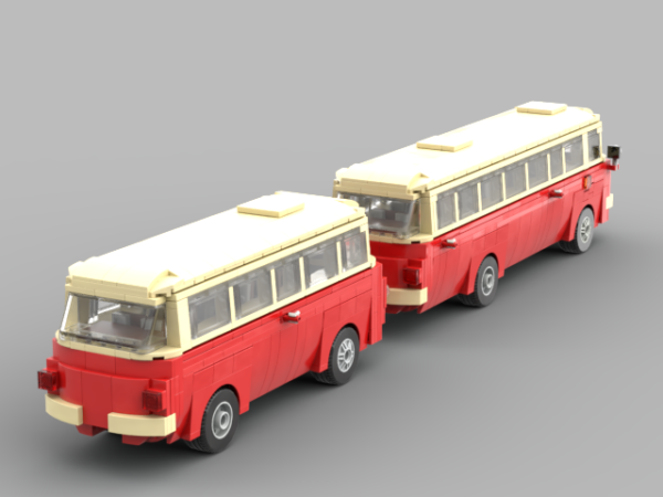 Jelcz 043 + Jelcz P01 „Ogórek z korniszonem” – MPK Poznań (model z klocków)