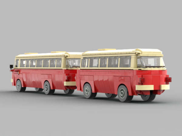 Jelcz 043 + Jelcz P01 „Ogórek z korniszonem” – MPK Poznań (model z klocków)